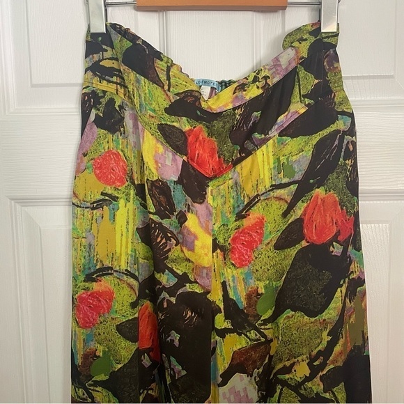 Anthropologie Leifnotes Blurred Dahlia Floral Wide Leg Pants 12 - Picture 4 of 8